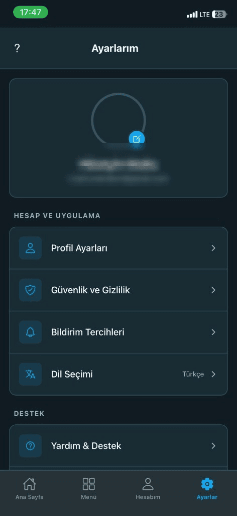 Bireysel mobil ayarlar