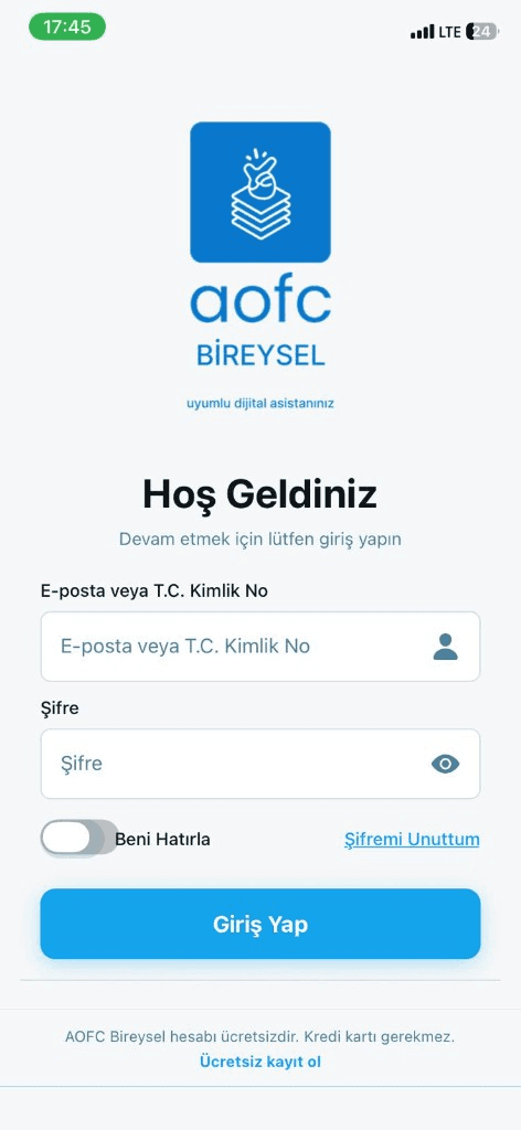 Bireysel mobil giriş