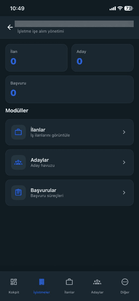 İK mobil işletme işe alım