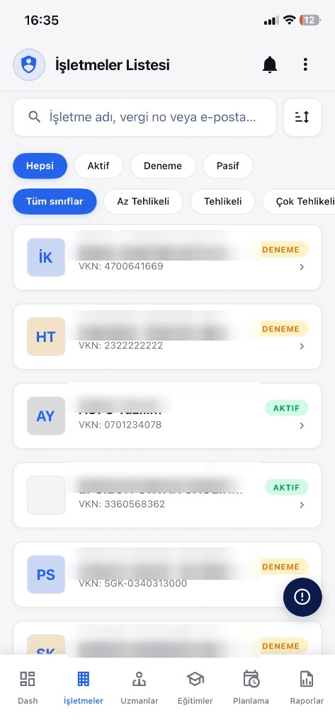 OSGB mobil işletmeler