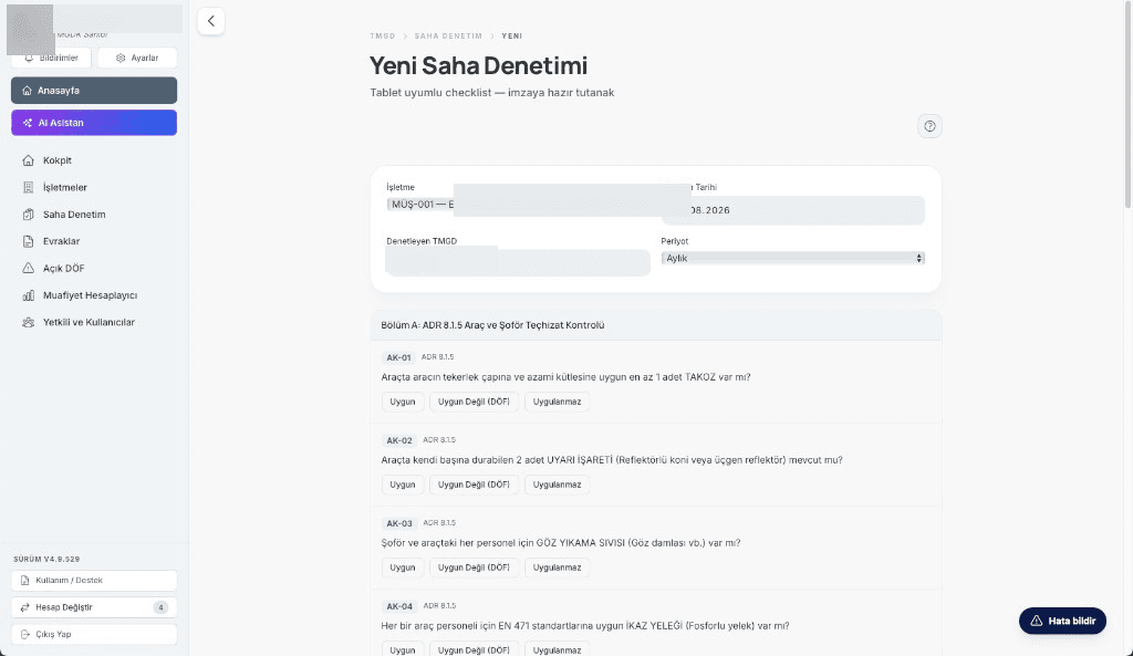 Saha denetim ve evrak